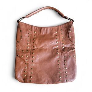 Studded Faux Leather Boho Bag Women's Shoulder Purse Brown Rivet Retro Indie